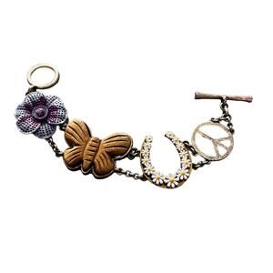 Lucky Brand Peace Butterfly Flower Toggle Bracelet